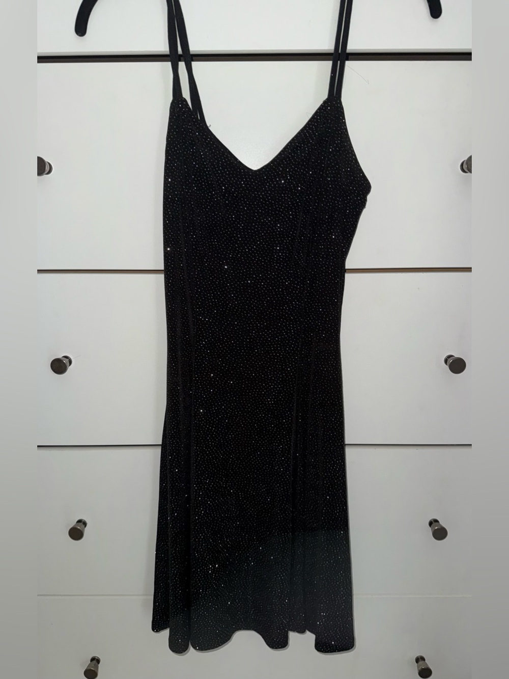 Black Sparkle Slip Dress with Silver Mini Diamonds